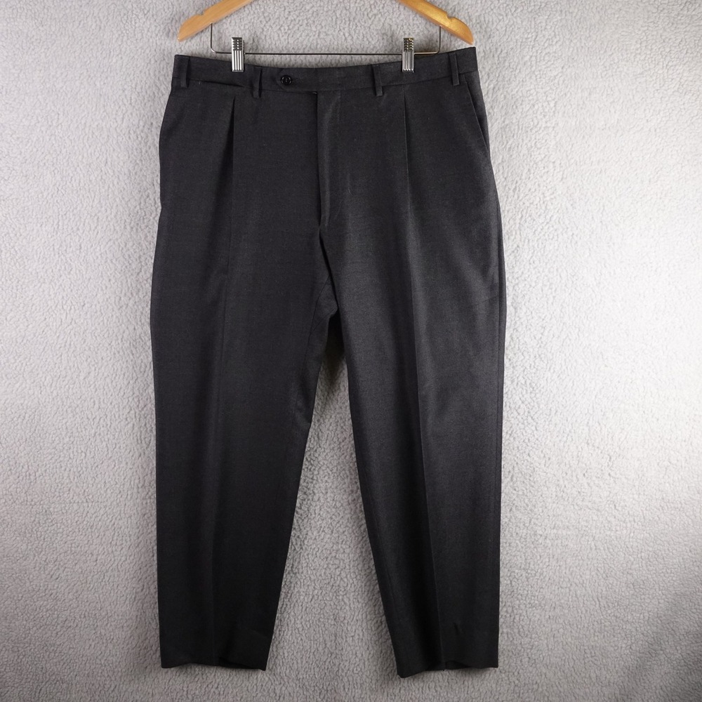 Canali Mens Charcoal Gray 100% Pure Wool Pleated Dress Pants Size 38 IT 56‎